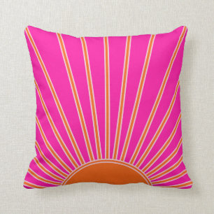 Sun Sunrise Hot Pink en Oranje Preppy Sunshine Kussen