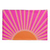Sun Sunrise Hot Pink en Oranje Preppy Sunshine Kussensloop (Achterkant)
