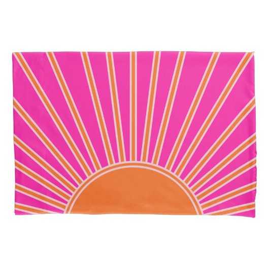 Sun Sunrise Hot Pink en Oranje Preppy Sunshine Kussensloop (Voorkant)