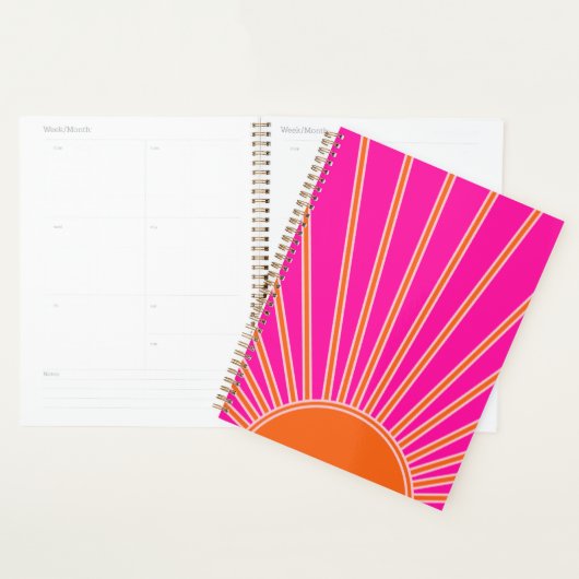 Sun Sunrise Hot Pink en Oranje Preppy Sunshine Planner (Display)