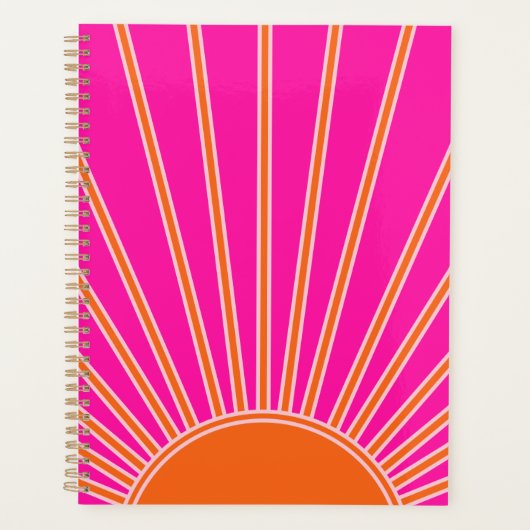 Sun Sunrise Hot Pink en Oranje Preppy Sunshine Planner (Voorkant)