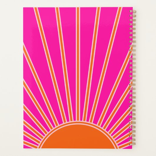 Sun Sunrise Hot Pink en Oranje Preppy Sunshine Planner (Achterkant)