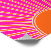 Sun Sunrise Hot Pink en Oranje Preppy Sunshine Poster (Hoek)