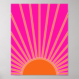Sun Sunrise Hot Pink en Oranje Preppy Sunshine Poster