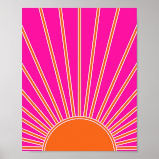 Sun Sunrise Hot Pink en Oranje Preppy Sunshine Poster (Voorkant)
