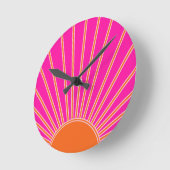 Sun Sunrise Hot Pink en Oranje Preppy Sunshine Ronde Klok (Hoek)
