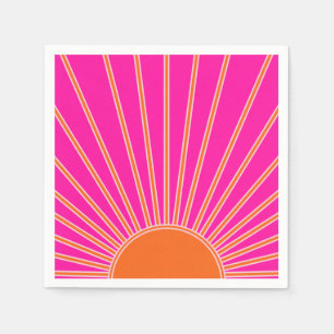 Sun Sunrise Hot Pink en Oranje Preppy Sunshine Servet