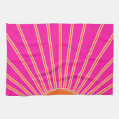 Sun Sunrise Hot Pink en Oranje Preppy Sunshine Theedoek (Horizontaal)