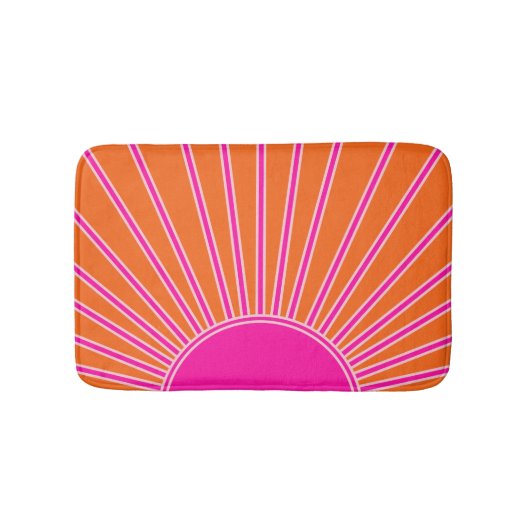 Sun Sunrise Oranje en Hot Pink Preppy Sunshine Badmat (Voorkant)