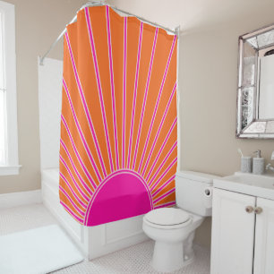 Sun Sunrise Oranje en Hot Pink Preppy Sunshine Douchegordijn
