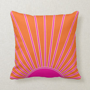 Sun Sunrise Oranje en Hot Pink Preppy Sunshine Kussen