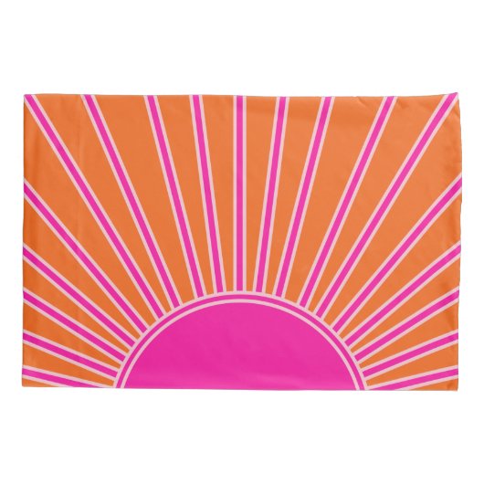 Sun Sunrise Oranje en Hot Pink Preppy Sunshine Kussensloop (Achterkant)