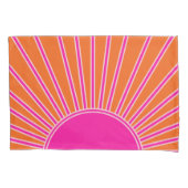 Sun Sunrise Oranje en Hot Pink Preppy Sunshine Kussensloop (Voorkant)