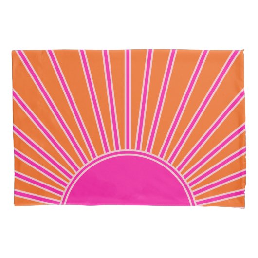 Sun Sunrise Oranje en Hot Pink Preppy Sunshine Kussensloop (Voorkant)