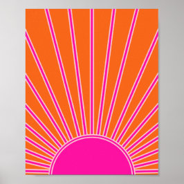Sun Sunrise Oranje en Hot Pink Preppy Sunshine Poster