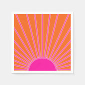 Sun Sunrise Oranje en Hot Pink Preppy Sunshine Servet (Voorkant)