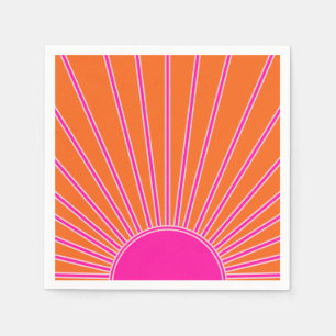 Sun Sunrise Oranje en Hot Pink Preppy Sunshine Servet