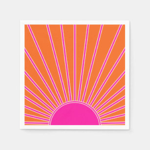 Sun Sunrise Oranje en Hot Pink Preppy Sunshine Servet