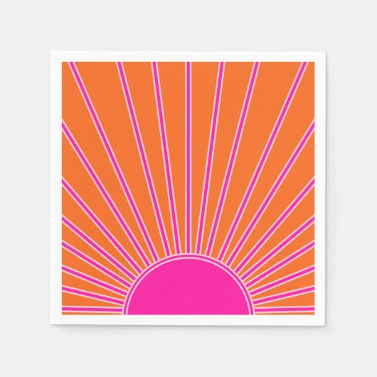 Sun Sunrise Oranje en Hot Pink Preppy Sunshine Servet (Voorkant)