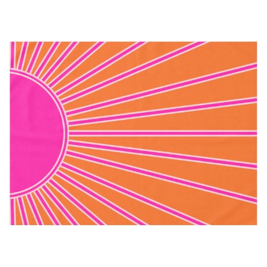 Sun Sunrise Oranje en Hot Pink Preppy Sunshine Tafelkleed (Voorkant (Horizontaal))