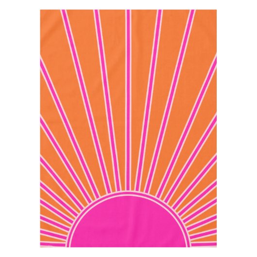 Sun Sunrise Oranje en Hot Pink Preppy Sunshine Tafelkleed (Voorkant)