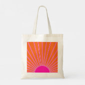 Sun Sunrise Oranje en Hot Pink Preppy Sunshine Tote Bag (Achterkant)