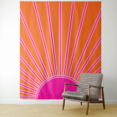 Sun Sunrise Oranje en Hot Pink Preppy Sunshine Wandkleed (In situ)