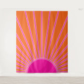 Sun Sunrise Oranje en Hot Pink Preppy Sunshine Wandkleed (Voorkant)