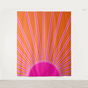Sun Sunrise Oranje en Hot Pink Preppy Sunshine Wandkleed