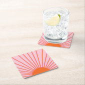 Sun Sunrise Pastel roze en Oranje zon Kartonnen Onderzetters (Insitu)