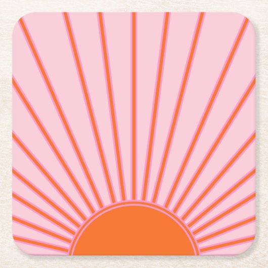 Sun Sunrise Pastel roze en Oranje zon Kartonnen Onderzetters (Voorkant)