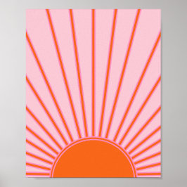 Sun Sunrise Pastel roze en Oranje zon Poster