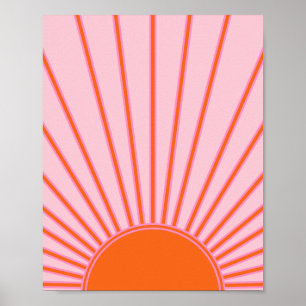 Sun Sunrise Pastel roze en Oranje zon Poster