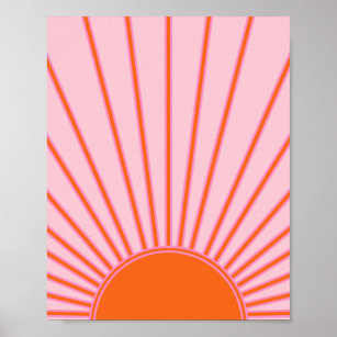 Sun Sunrise Pastel roze en Oranje zon Poster