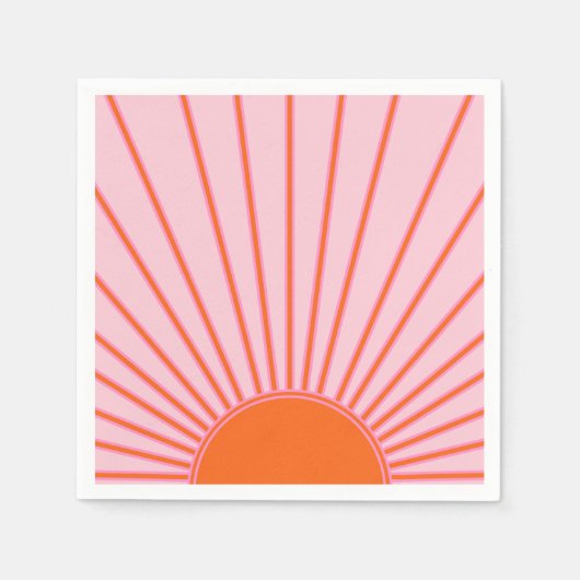 Sun Sunrise Pastel roze en Oranje zon Servet (Voorkant)