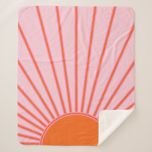 Sun Sunrise Pastel roze en Oranje zon Sherpa Deken (Voorkant)
