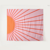 Sun Sunrise Pastel roze en Oranje zon Wandkleed (Voorkant (horizontaal))