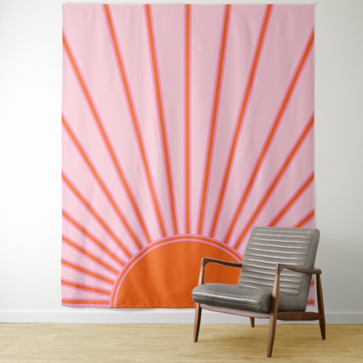 Sun Sunrise Pastel roze en Oranje zon Wandkleed (In situ)