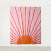 Sun Sunrise Pastel roze en Oranje zon Wandkleed (Voorkant)