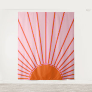 Sun Sunrise Pastel roze en Oranje zon Wandkleed