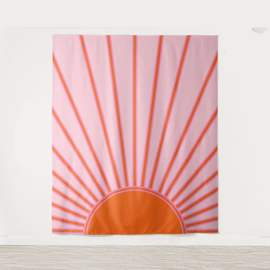 Sun Sunrise Pastel roze en Oranje zon Wandkleed (Voorkant)