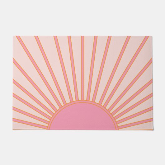 Sun Sunrise Pink Abstract Retro Sunshine Deurmat (Voorkant)