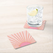 Sun Sunrise Pink Abstract Retro Sunshine Kartonnen Onderzetters (Insitu)