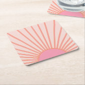 Sun Sunrise Pink Abstract Retro Sunshine Kartonnen Onderzetters (Schuin)