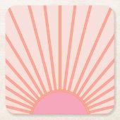 Sun Sunrise Pink Abstract Retro Sunshine Kartonnen Onderzetters (Voorkant)