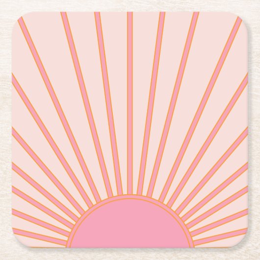 Sun Sunrise Pink Abstract Retro Sunshine Kartonnen Onderzetters (Voorkant)