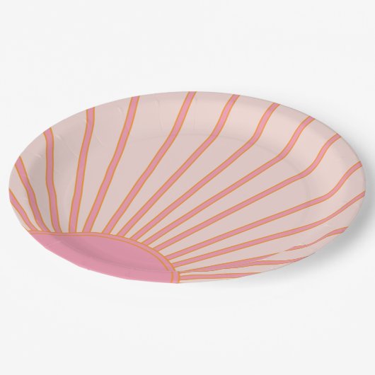 Sun Sunrise Pink Abstract Retro Sunshine Papieren Bordje (Gekanteld)