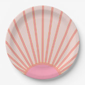 Sun Sunrise Pink Abstract Retro Sunshine Papieren Bordje (Voorkant)