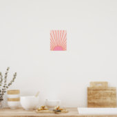 Sun Sunrise Pink Abstract Retro Sunshine Poster (Keuken)