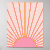 Sun Sunrise Pink Abstract Retro Sunshine Poster (Voorkant)
